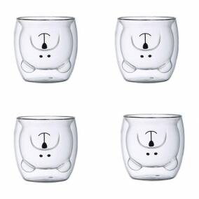 Set 4 Tazas Doble Vidrio Dise�o Perrito