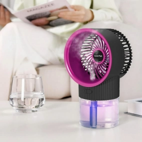 Ventilador porttil con enfriamiento por agua y luz LED multicolor