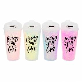 Vaso de Acrlico Hilos Rosa Plateado