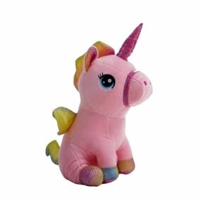 Peluche Unicornio Rosa con Detalles Brillantes Tierno y Suave 30 cm